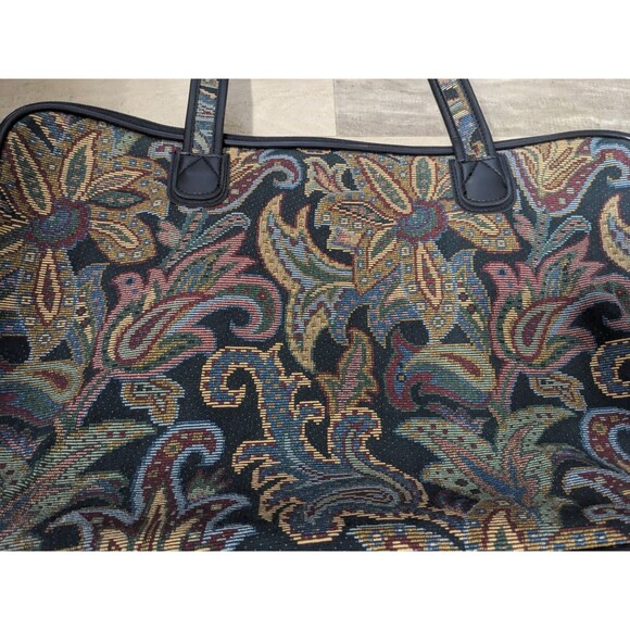 Verdi Boho Tapestry Shoulder Carry On Tote Bag 21"x15"x8" Weekend Retro Vntg - Picture 13 of 16